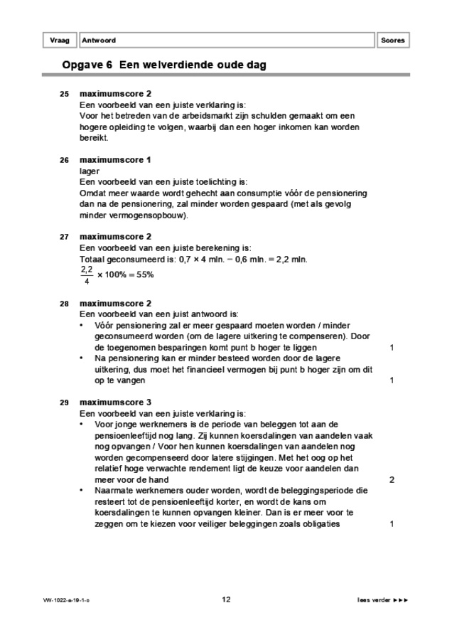 Correctievoorschrift examen VWO economie 2019, tijdvak 1. Pagina 12