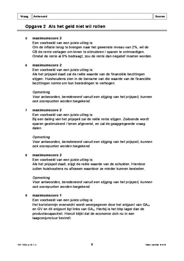 Correctievoorschrift examen VWO economie 2019, tijdvak 1. Pagina 6