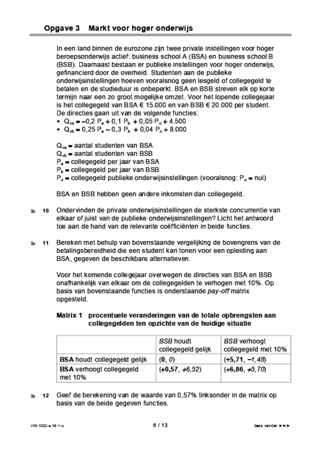 Opgaven examen VWO economie 2019, tijdvak 1. Pagina 6
