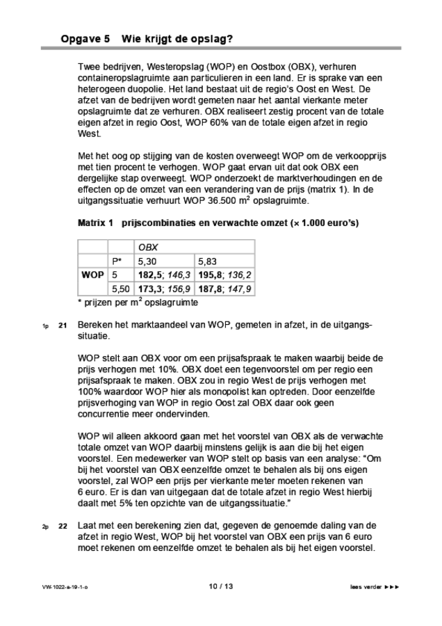 Opgaven examen VWO economie 2019, tijdvak 1. Pagina 10
