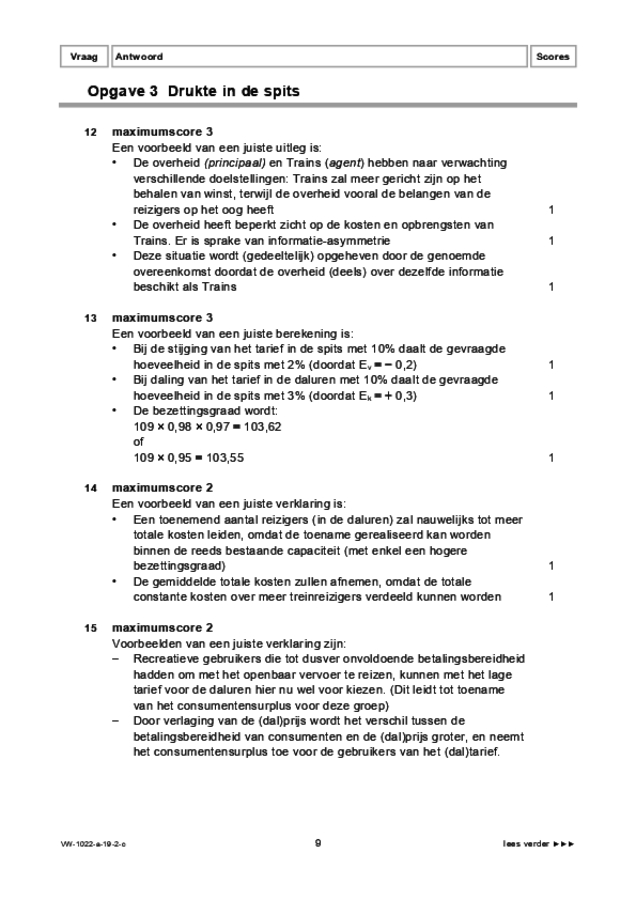 Correctievoorschrift examen VWO economie 2019, tijdvak 2. Pagina 9