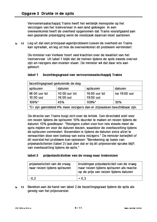 Opgaven examen VWO economie 2019, tijdvak 2. Pagina 6