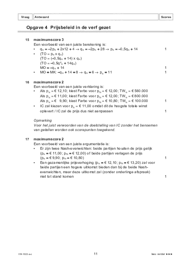 Correctievoorschrift examen VWO economie 2021, tijdvak 1. Pagina 11