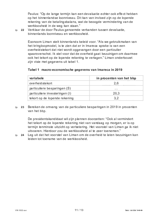 Opgaven examen VWO economie 2021, tijdvak 1. Pagina 11