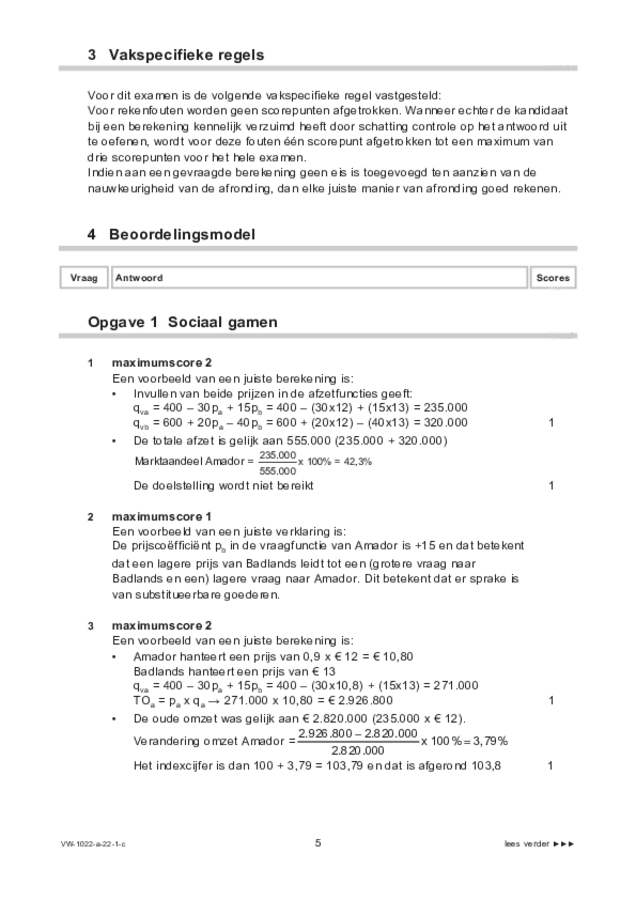 Correctievoorschrift examen VWO economie 2022, tijdvak 1. Pagina 5