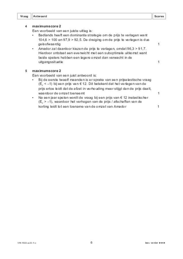 Correctievoorschrift examen VWO economie 2022, tijdvak 1. Pagina 6