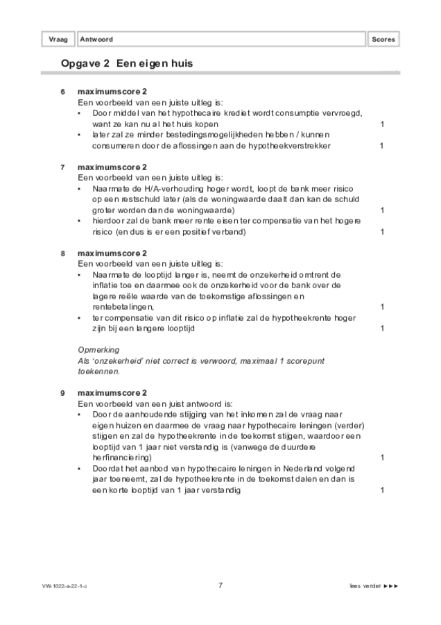 Correctievoorschrift examen VWO economie 2022, tijdvak 1. Pagina 7