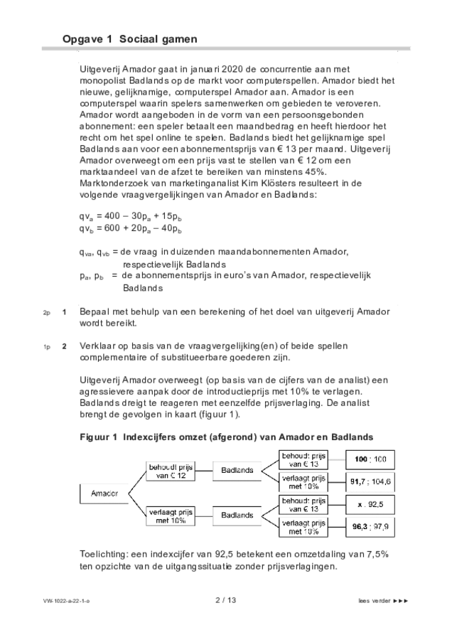 Opgaven examen VWO economie 2022, tijdvak 1. Pagina 2