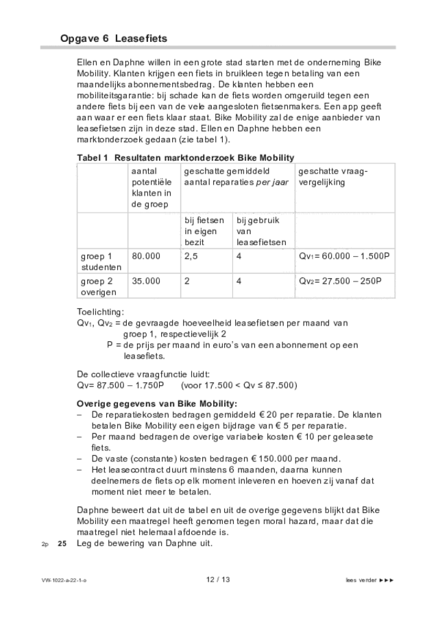 Opgaven examen VWO economie 2022, tijdvak 1. Pagina 12