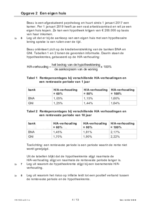 Opgaven examen VWO economie 2022, tijdvak 1. Pagina 4