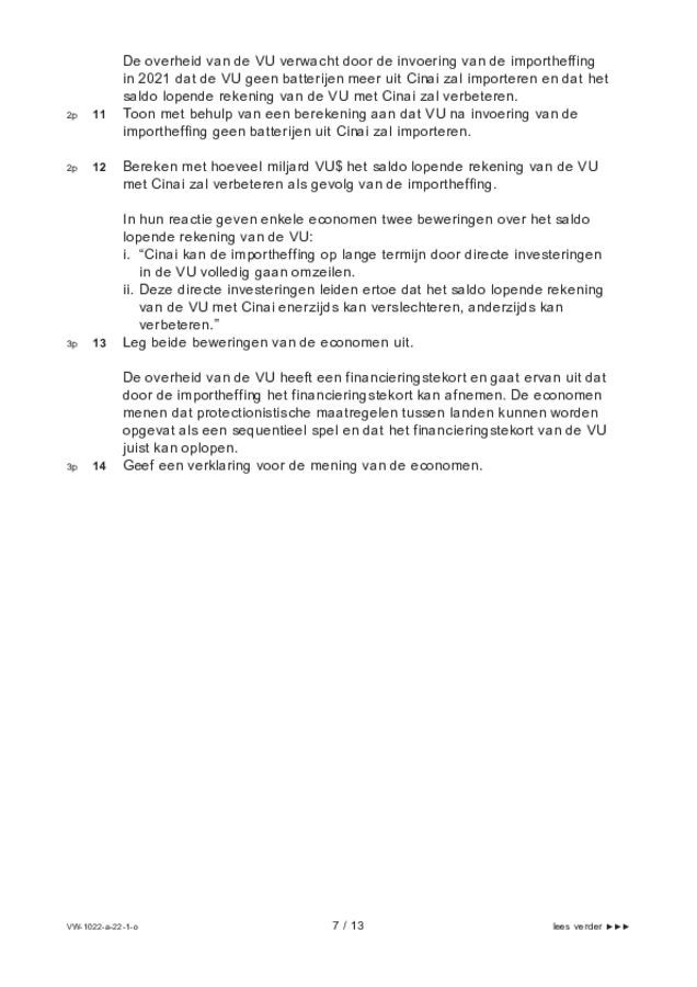 Opgaven examen VWO economie 2022, tijdvak 1. Pagina 7
