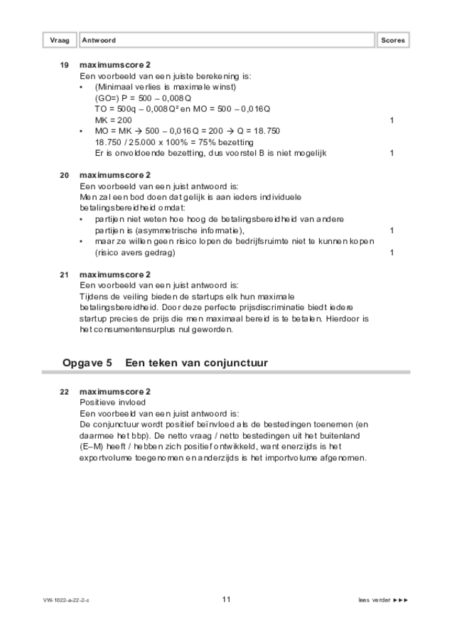 Correctievoorschrift examen VWO economie 2022, tijdvak 2. Pagina 11