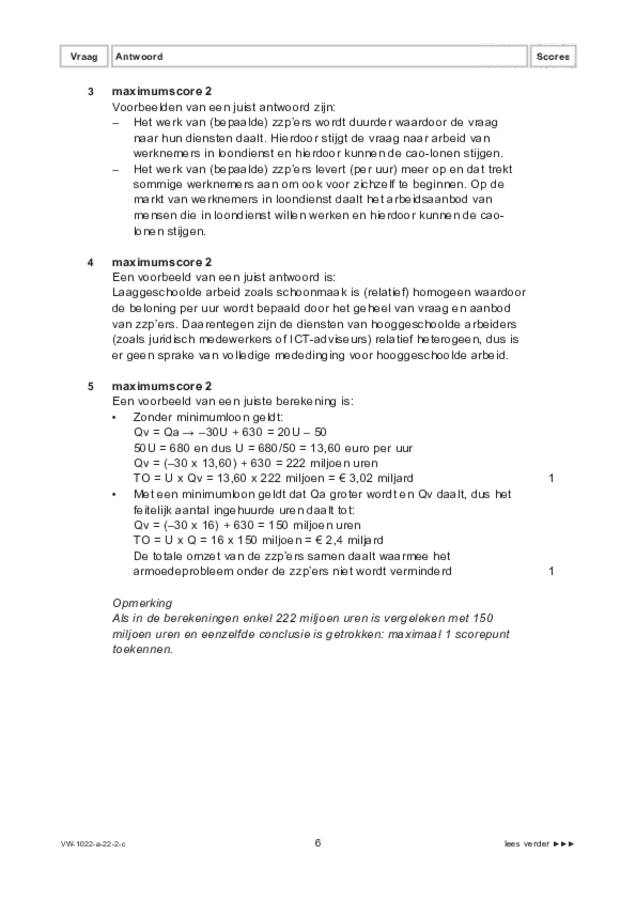 Correctievoorschrift examen VWO economie 2022, tijdvak 2. Pagina 6