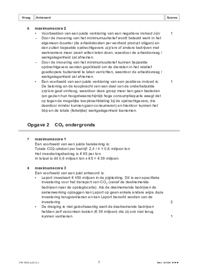 Correctievoorschrift examen VWO economie 2022, tijdvak 2. Pagina 7