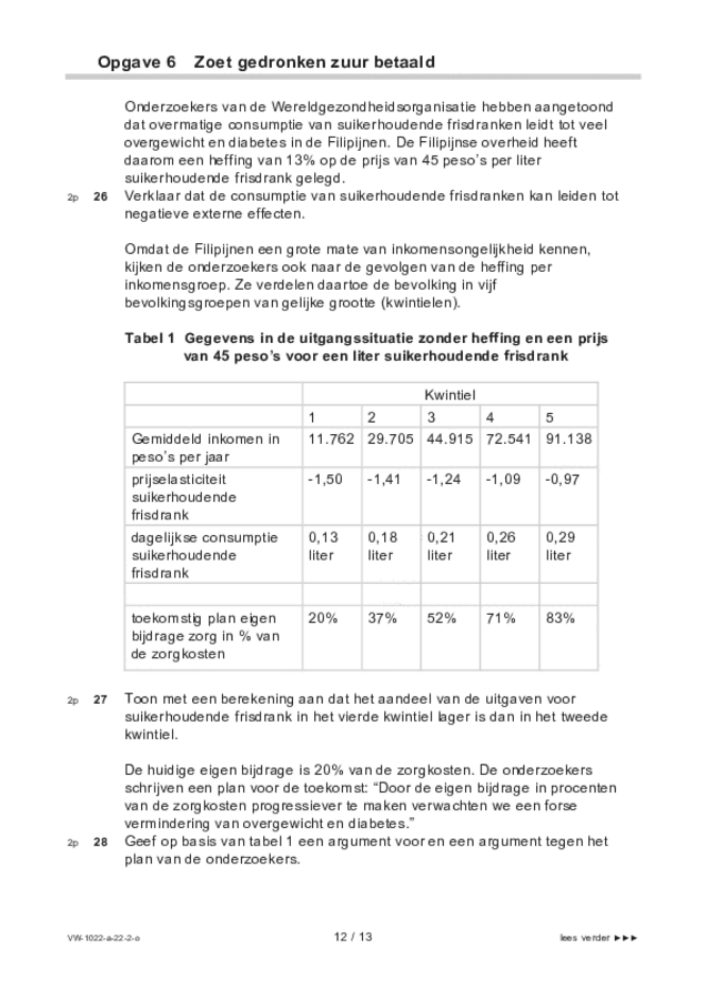 Opgaven examen VWO economie 2022, tijdvak 2. Pagina 12