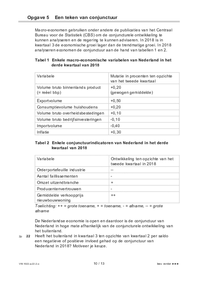 Opgaven examen VWO economie 2022, tijdvak 2. Pagina 10