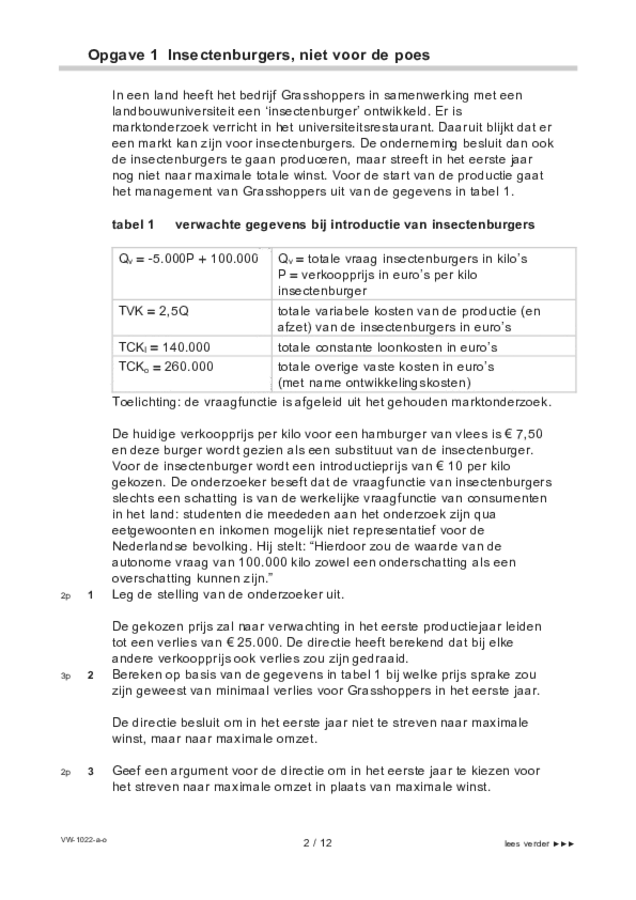 Opgaven examen VWO economie 2022, tijdvak 3. Pagina 2