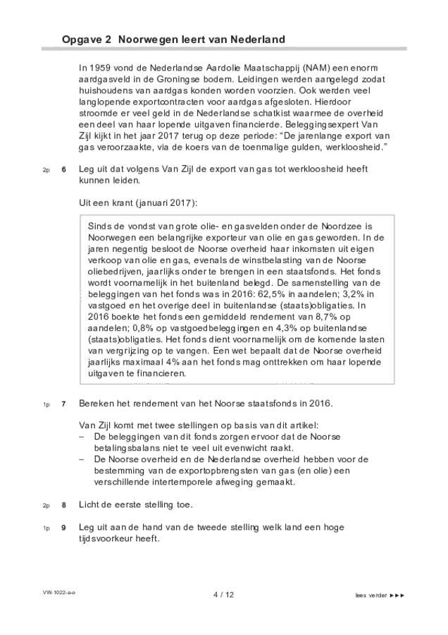 Opgaven examen VWO economie 2022, tijdvak 3. Pagina 4