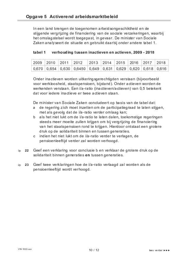 Opgaven examen VWO economie 2022, tijdvak 3. Pagina 10