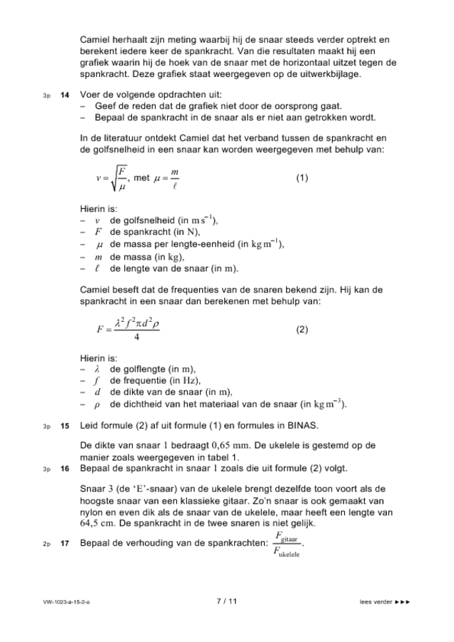 Opgaven examen VWO natuurkunde 2015, tijdvak 2. Pagina 7