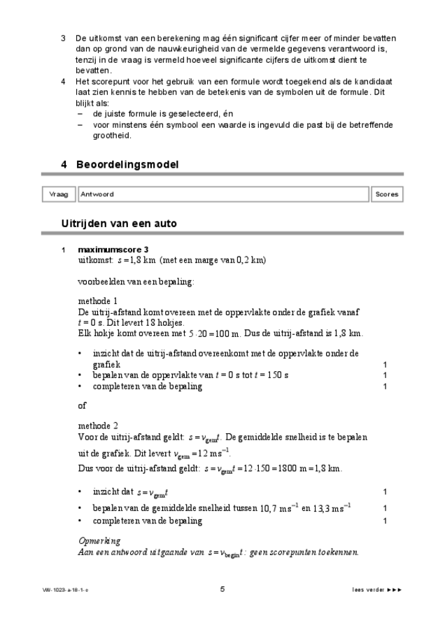 Correctievoorschrift examen VWO natuurkunde 2018, tijdvak 1. Pagina 5
