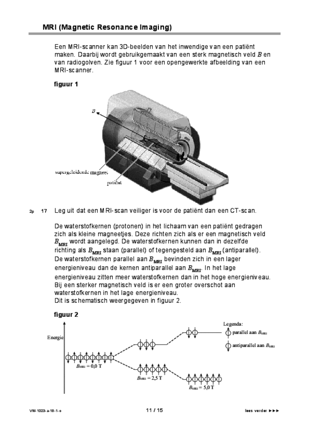 Opgaven examen VWO natuurkunde 2018, tijdvak 1. Pagina 11