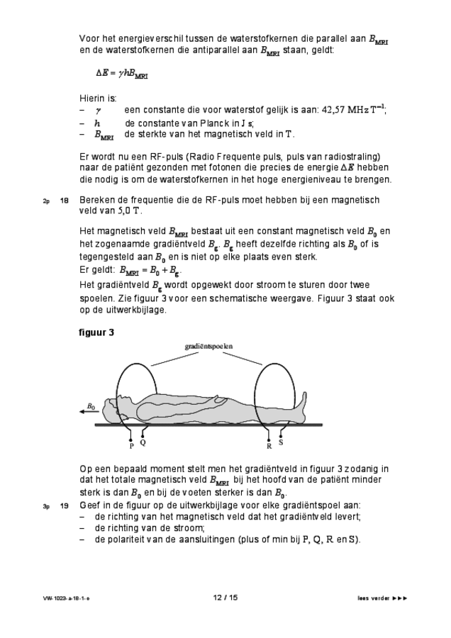 Opgaven examen VWO natuurkunde 2018, tijdvak 1. Pagina 12