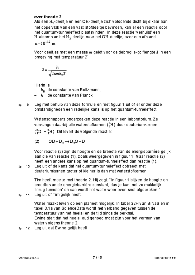 Opgaven examen VWO natuurkunde 2018, tijdvak 1. Pagina 7