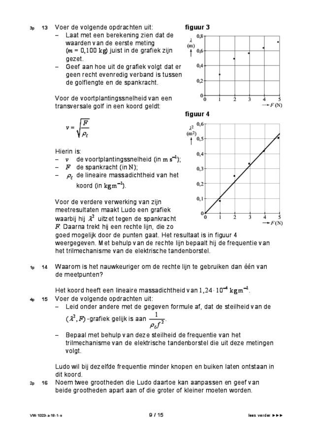 Opgaven examen VWO natuurkunde 2018, tijdvak 1. Pagina 9
