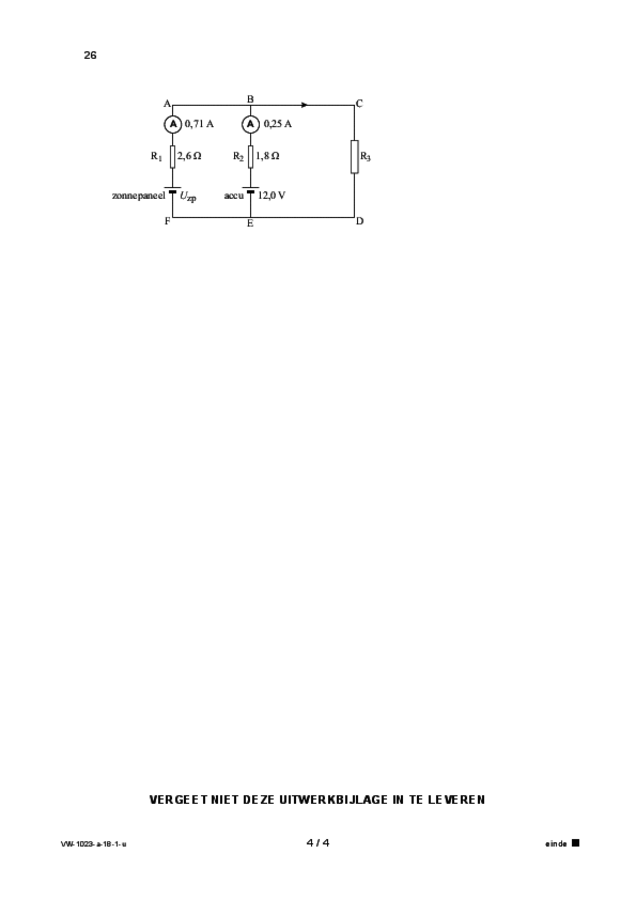Uitwerkbijlage examen VWO natuurkunde 2018, tijdvak 1. Pagina 4