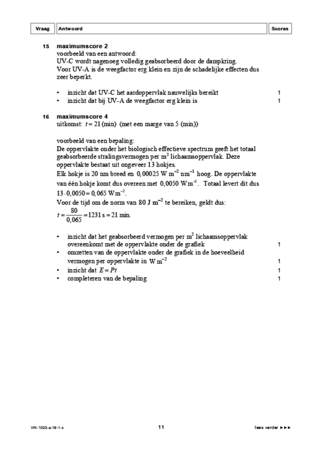 Correctievoorschrift examen VWO natuurkunde 2019, tijdvak 1. Pagina 11