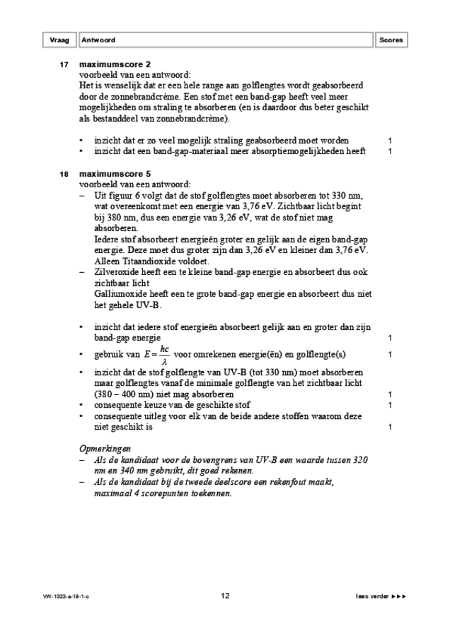 Correctievoorschrift examen VWO natuurkunde 2019, tijdvak 1. Pagina 12
