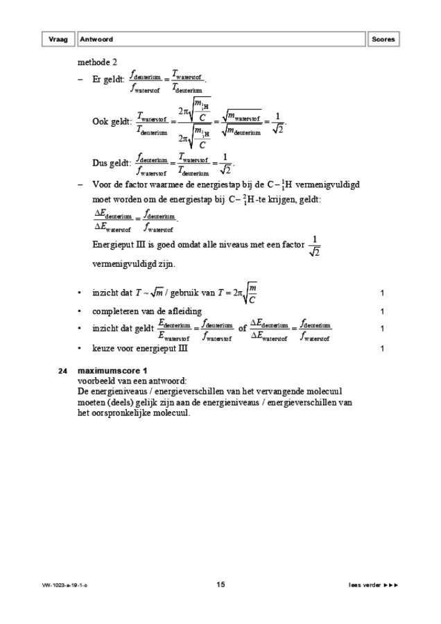 Correctievoorschrift examen VWO natuurkunde 2019, tijdvak 1. Pagina 15