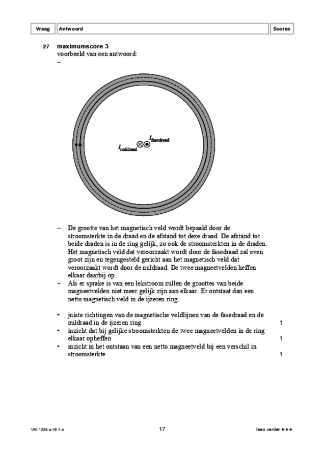 Correctievoorschrift examen VWO natuurkunde 2019, tijdvak 1. Pagina 17