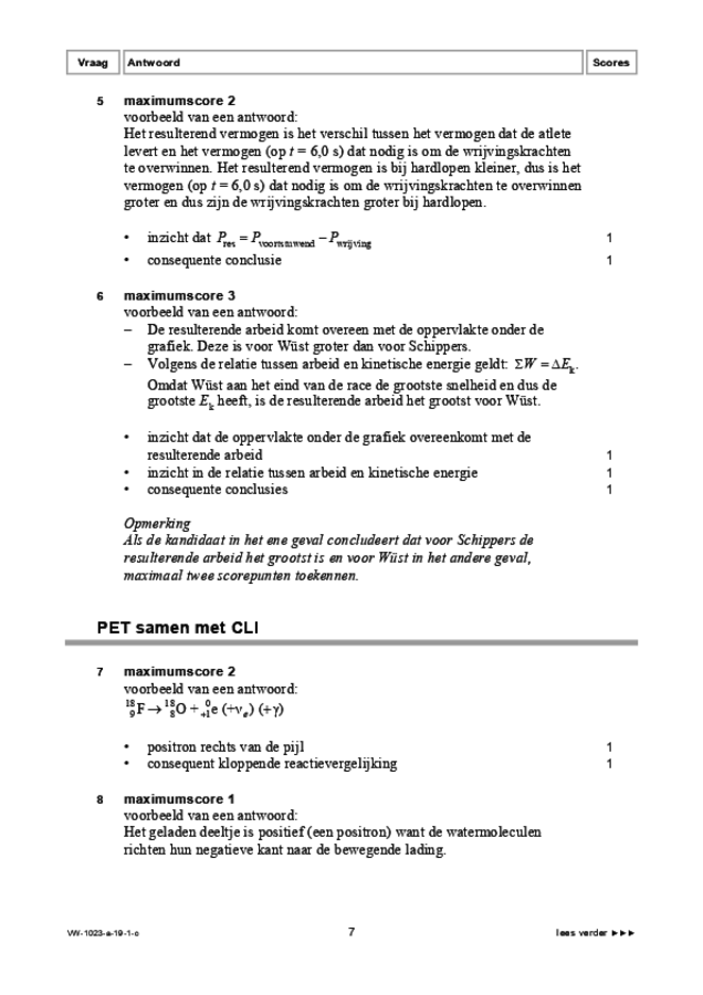 Correctievoorschrift examen VWO natuurkunde 2019, tijdvak 1. Pagina 7