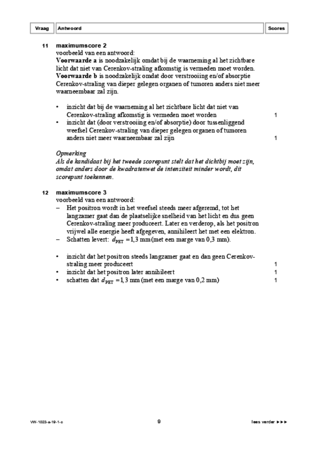 Correctievoorschrift examen VWO natuurkunde 2019, tijdvak 1. Pagina 9