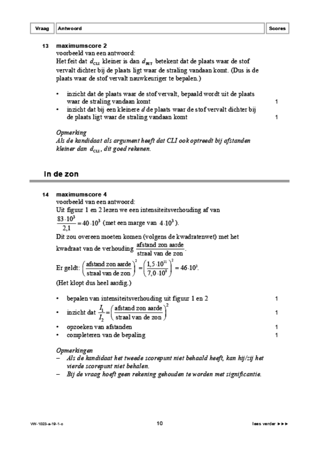 Correctievoorschrift examen VWO natuurkunde 2019, tijdvak 1. Pagina 10