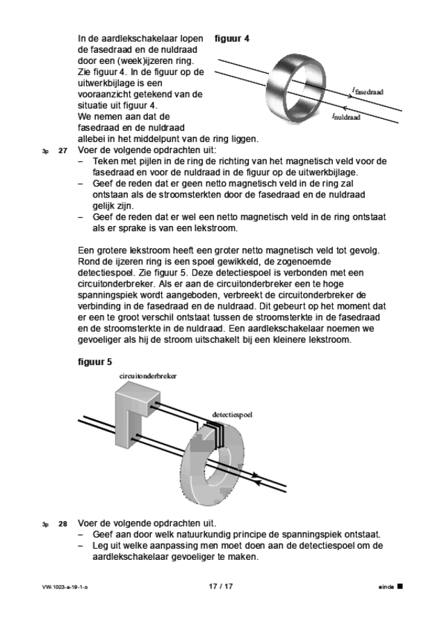 Opgaven examen VWO natuurkunde 2019, tijdvak 1. Pagina 17
