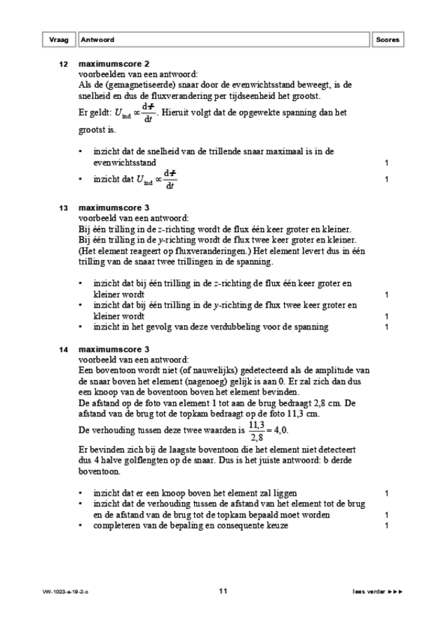 Correctievoorschrift examen VWO natuurkunde 2019, tijdvak 2. Pagina 11