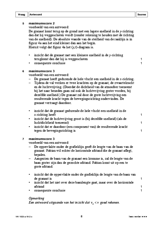 Correctievoorschrift examen VWO natuurkunde 2019, tijdvak 2. Pagina 8