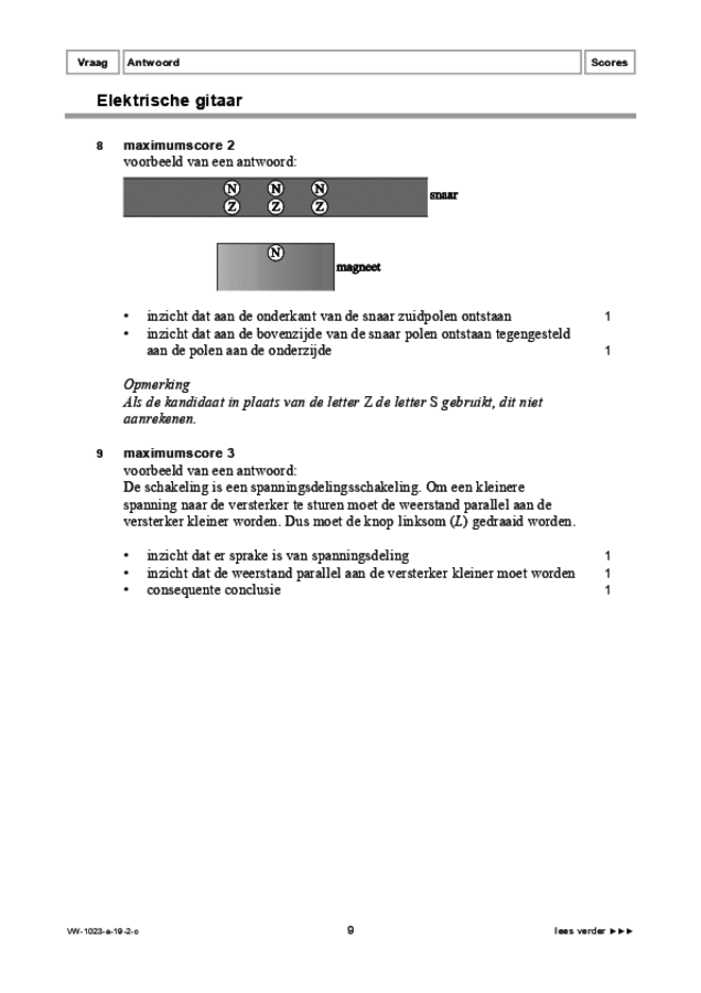 Correctievoorschrift examen VWO natuurkunde 2019, tijdvak 2. Pagina 9