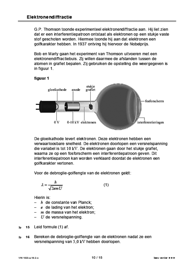 Opgaven examen VWO natuurkunde 2019, tijdvak 2. Pagina 10