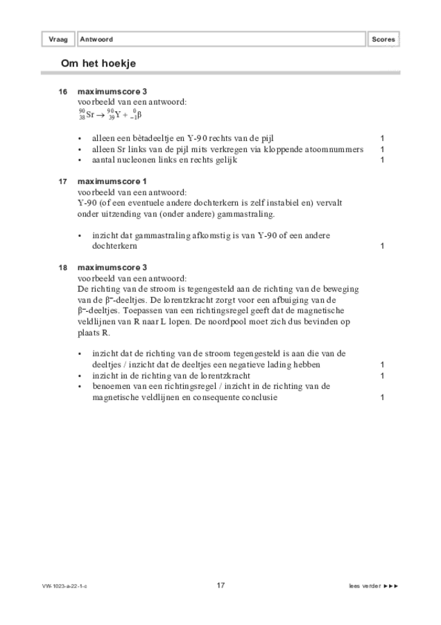 Correctievoorschrift examen VWO natuurkunde 2022, tijdvak 1. Pagina 17