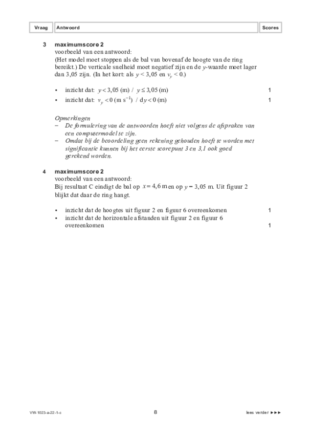 Correctievoorschrift examen VWO natuurkunde 2022, tijdvak 1. Pagina 8