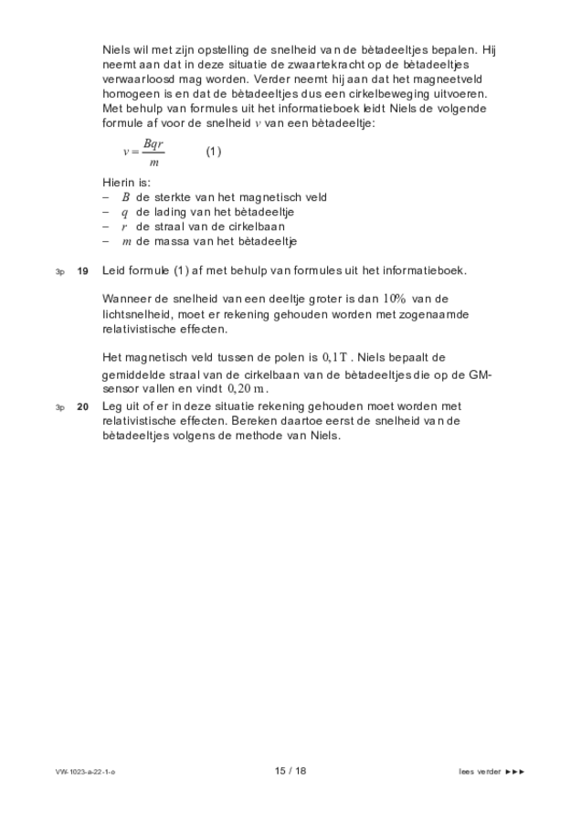 Opgaven examen VWO natuurkunde 2022, tijdvak 1. Pagina 15