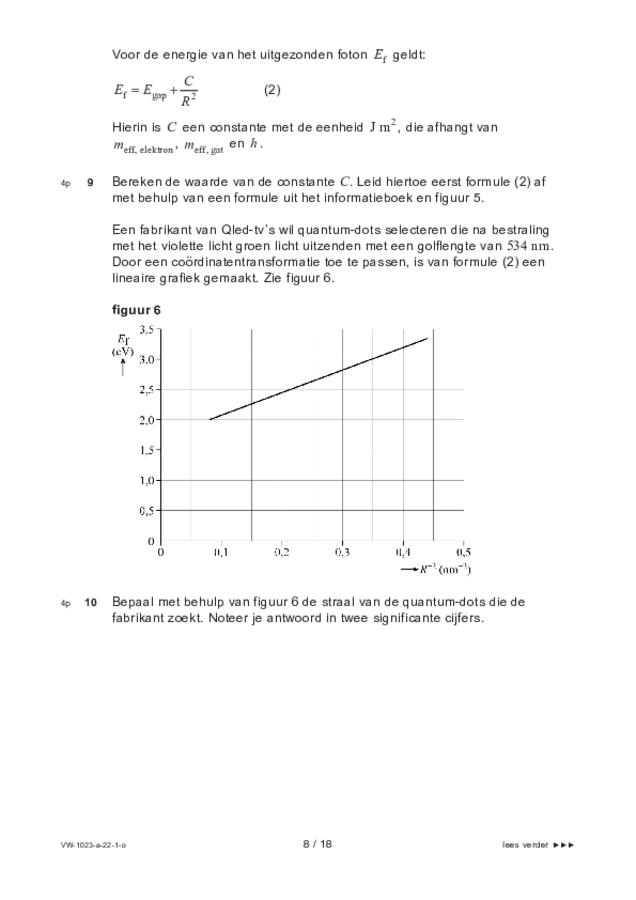 Opgaven examen VWO natuurkunde 2022, tijdvak 1. Pagina 8