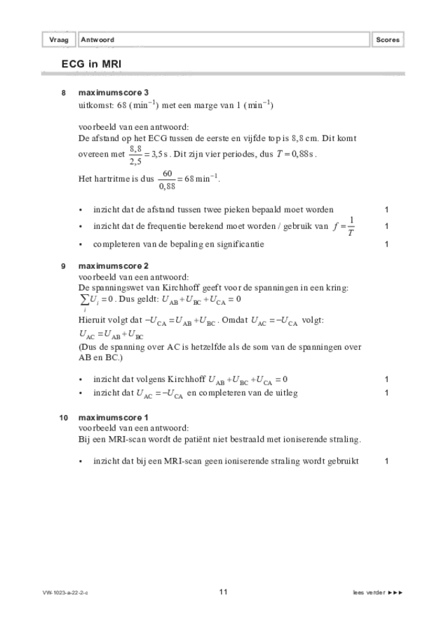 Correctievoorschrift examen VWO natuurkunde 2022, tijdvak 2. Pagina 11