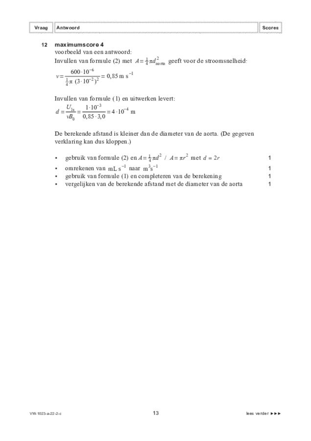 Correctievoorschrift examen VWO natuurkunde 2022, tijdvak 2. Pagina 13