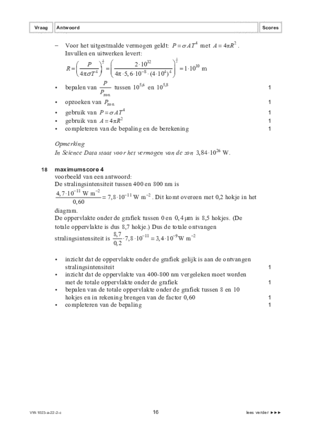 Correctievoorschrift examen VWO natuurkunde 2022, tijdvak 2. Pagina 16