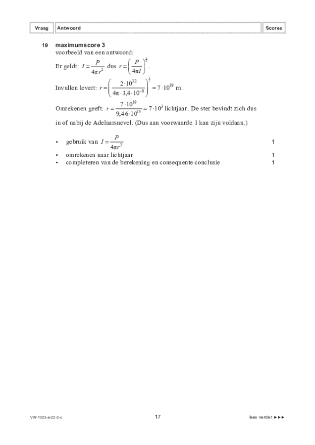 Correctievoorschrift examen VWO natuurkunde 2022, tijdvak 2. Pagina 17